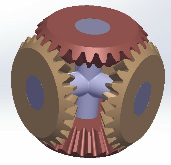 Free STL file 5 bevel gear transmission setT24・3D print object to